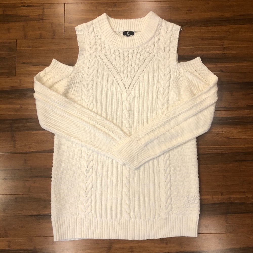 Cream Open Shoulder Over Sized Sweater